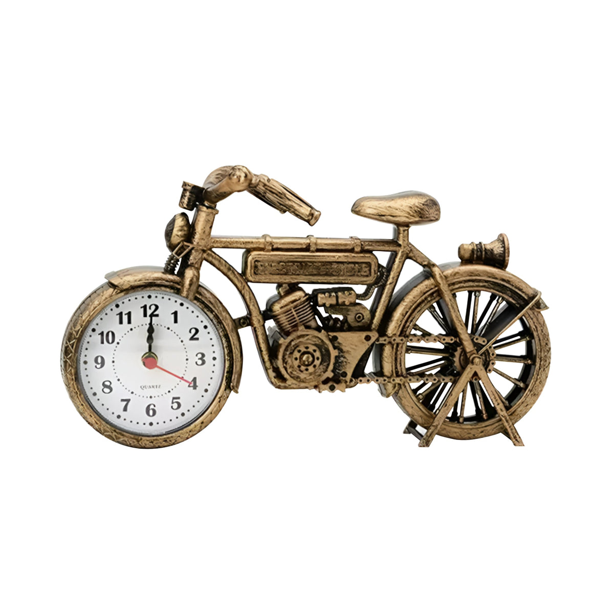 Motorcycle Shaped Retro Table Clock Metal - 3 Colour Options