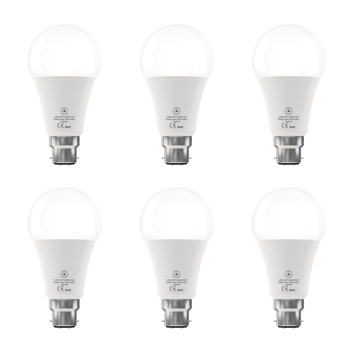 LED Cool White 6400K Non Dimmable E27 / B22 - Pack of 6
