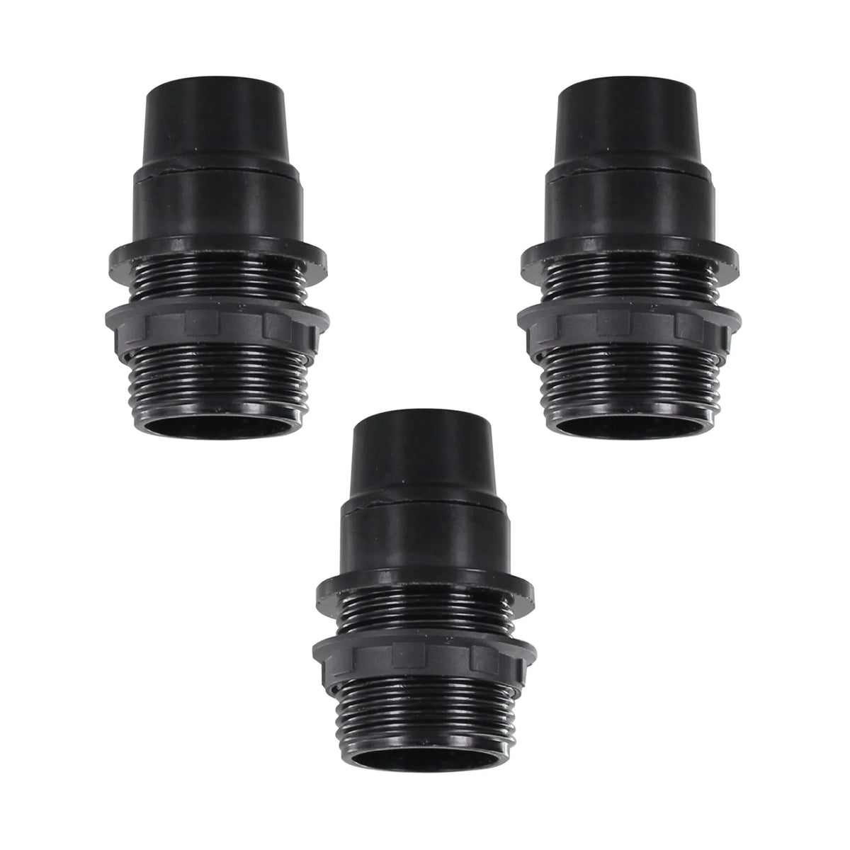 E14 Socket Bulb Holder Edison Black Plastic - Pack of 3