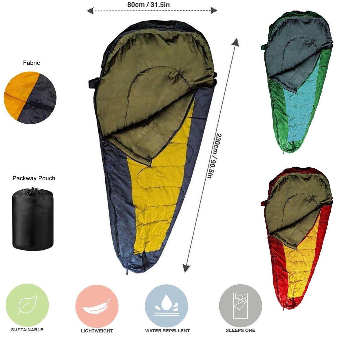 Warm Sleeping Bag with Pouch - Mummy