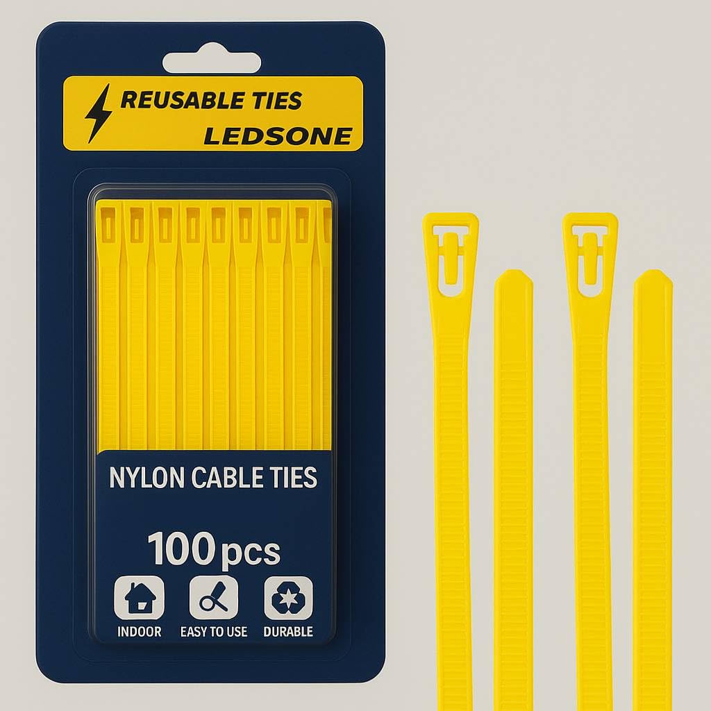100x Reusable Cable Ties 450 x 7.2 mm - 4 Colour Options
