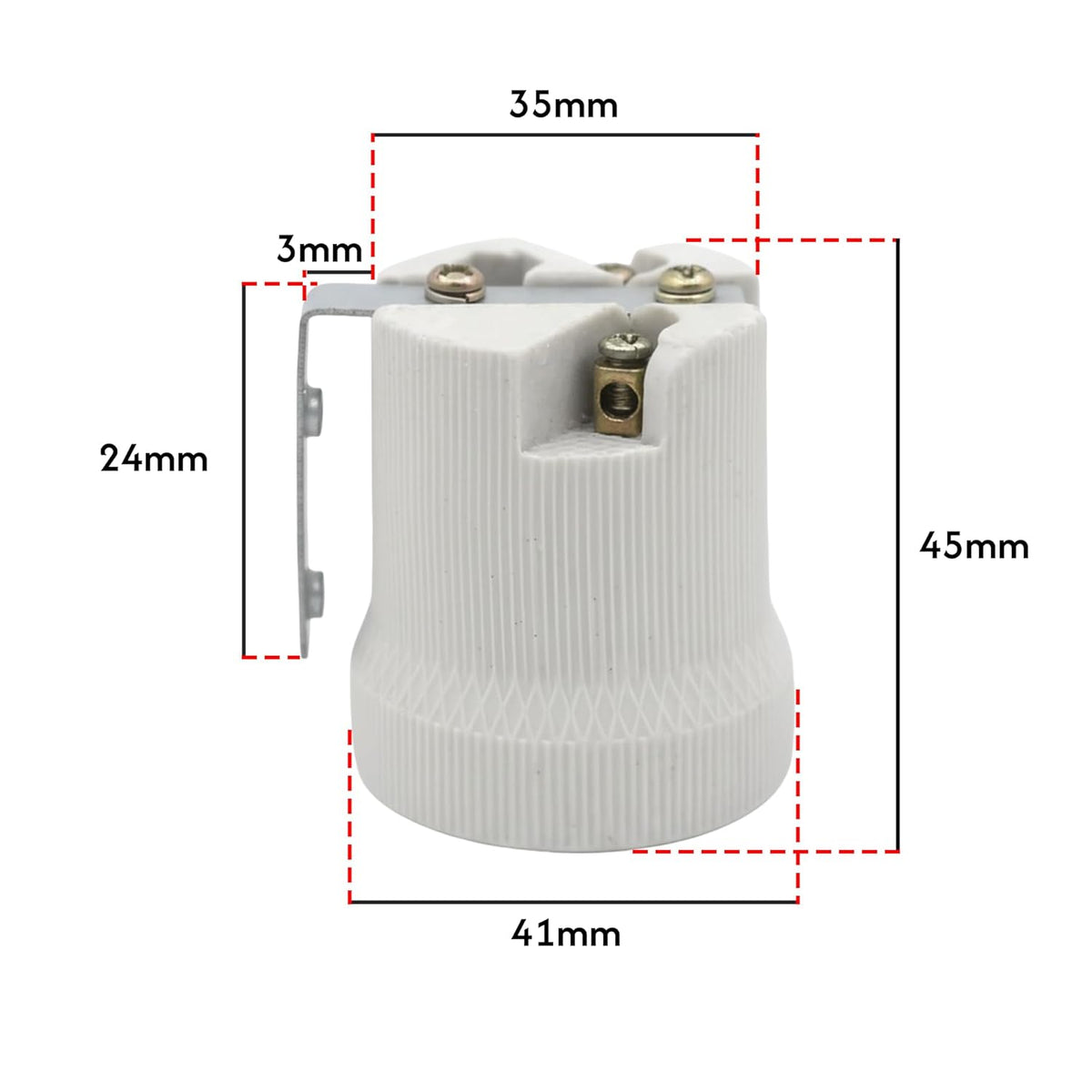 E27 Ceramic Lamp Holder White Porcelain Bulb Socket High Temp Light Fitting