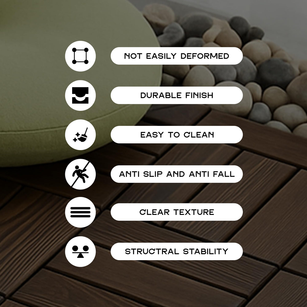 Composite Decking Tiles 30cm - Wooden Look