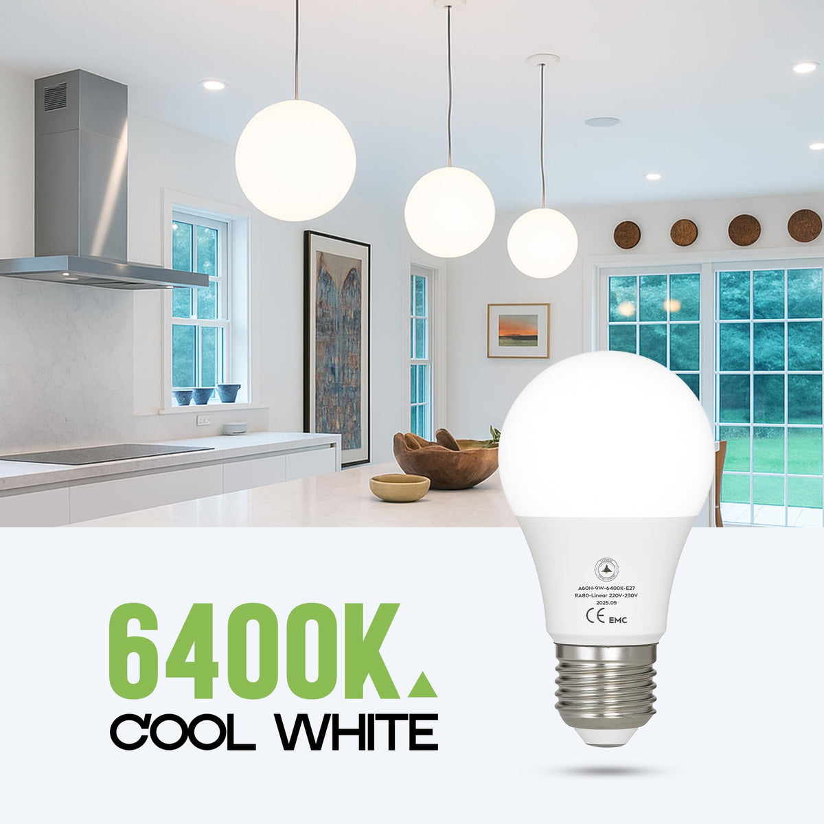 9W E27 LED Bulb A60 GLS 6400K