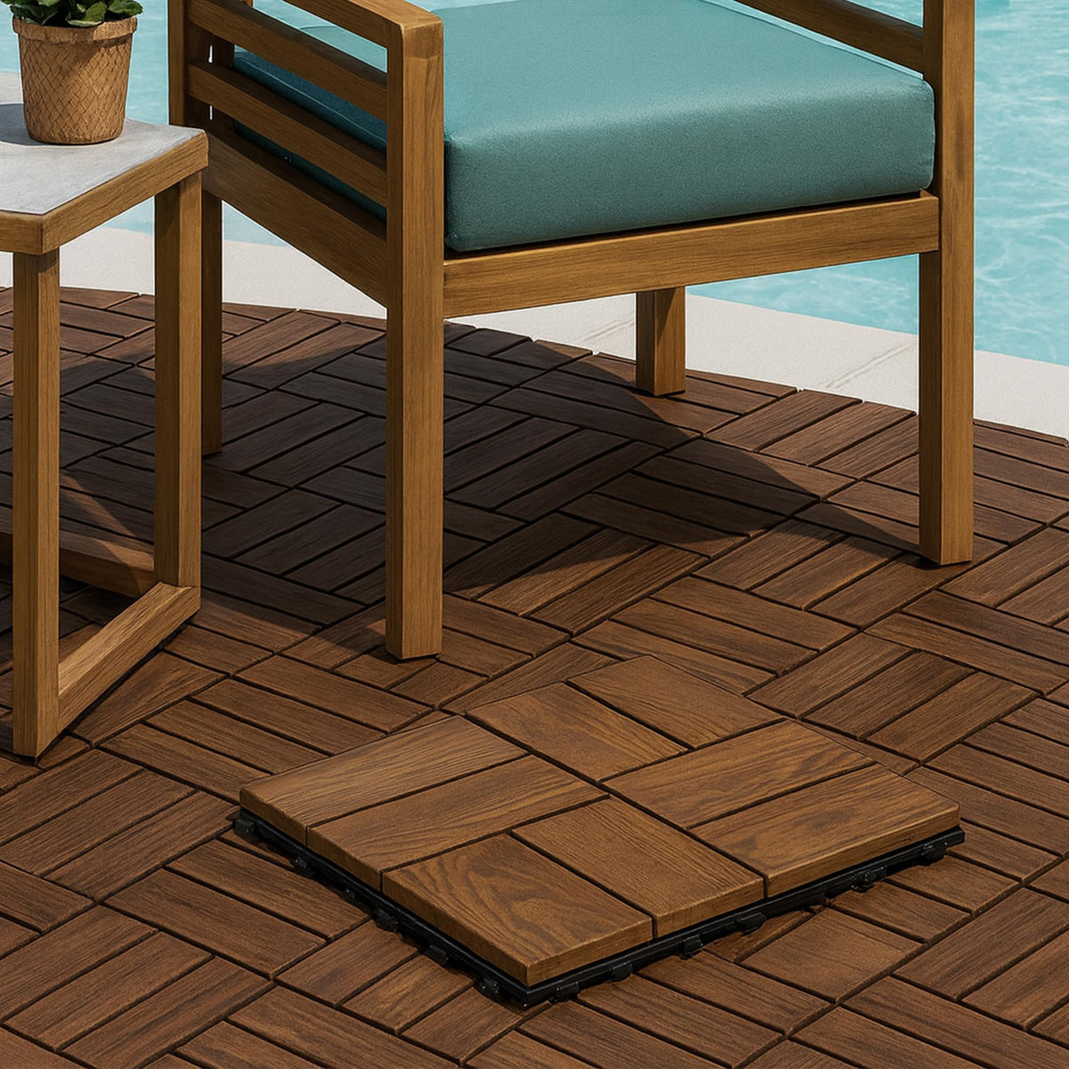 Composite Decking Tiles 30cm - Wooden Look