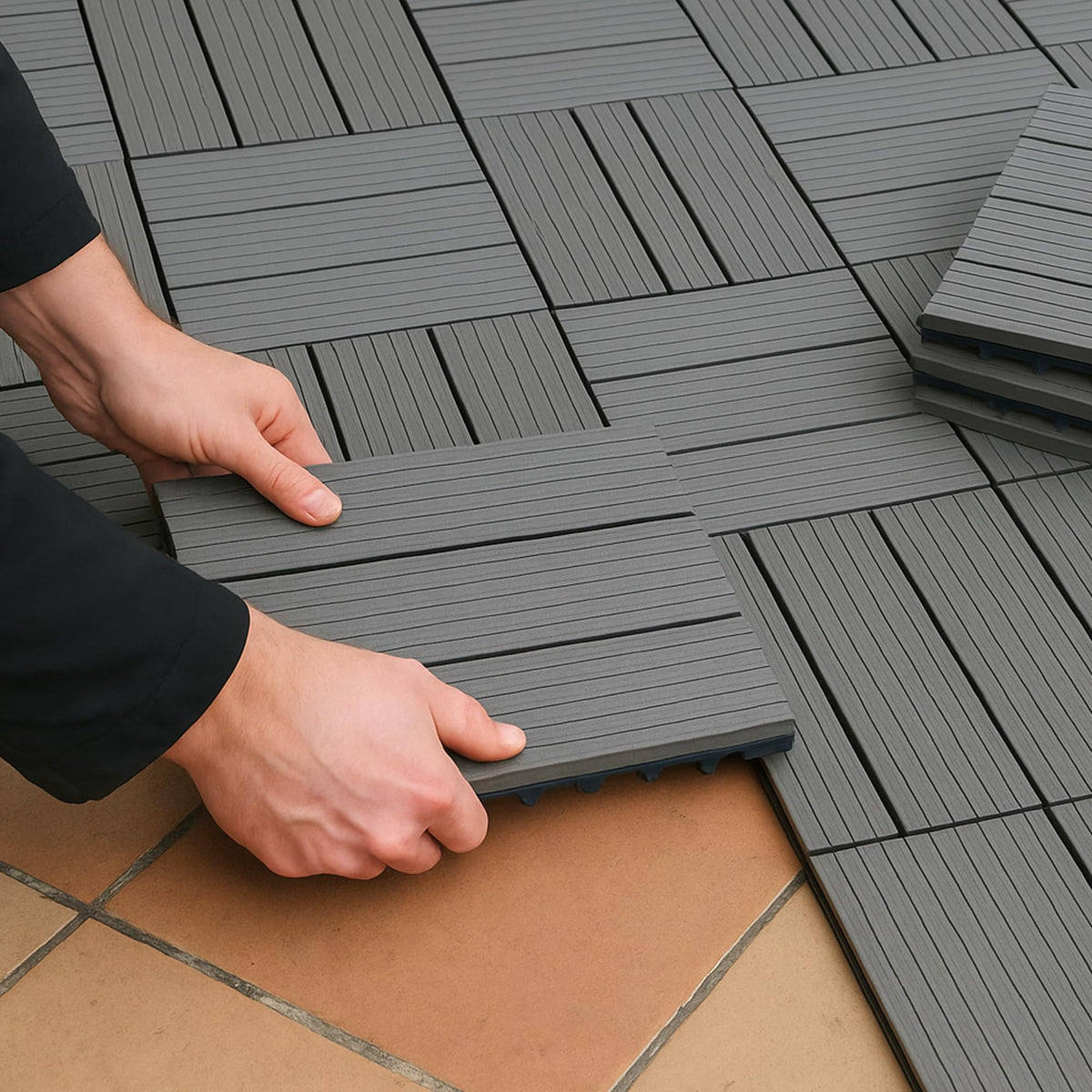 Plastic Interlocking Patio Tiles