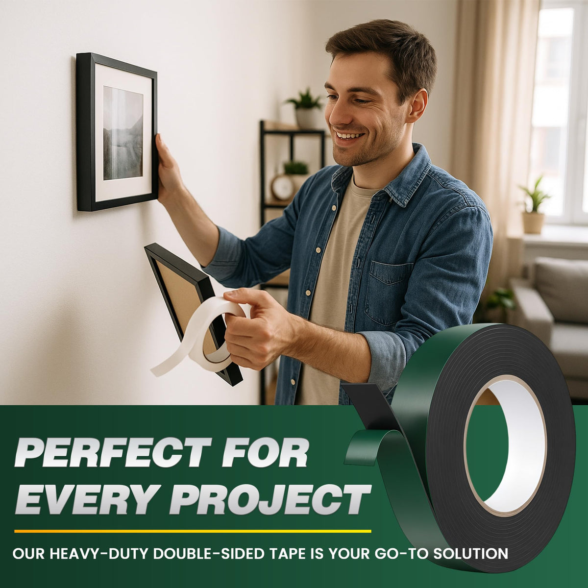Black Foam Double Sided Tape 2.4cm x 5m High Tack