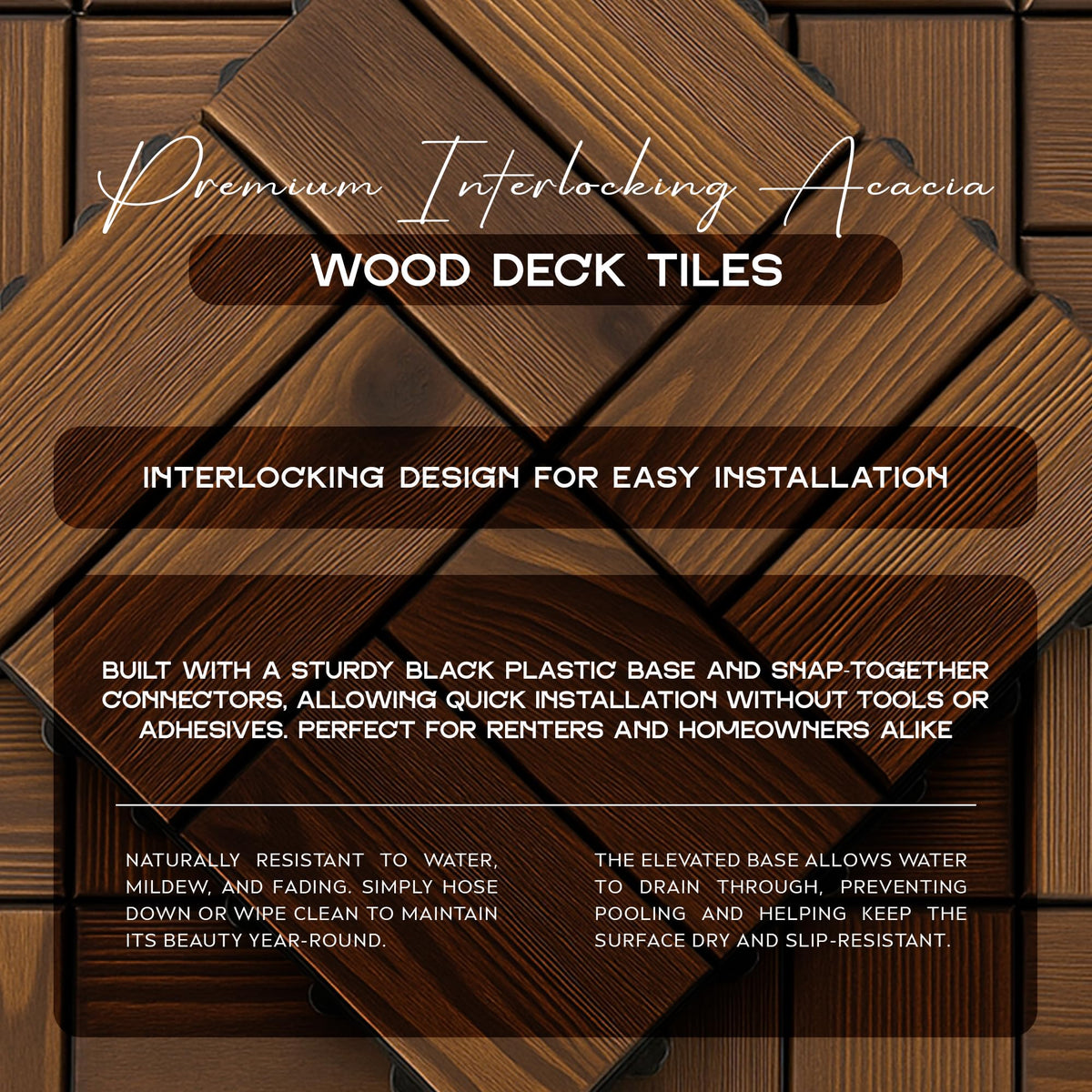 Composite Decking Tiles 30cm - Wooden Look