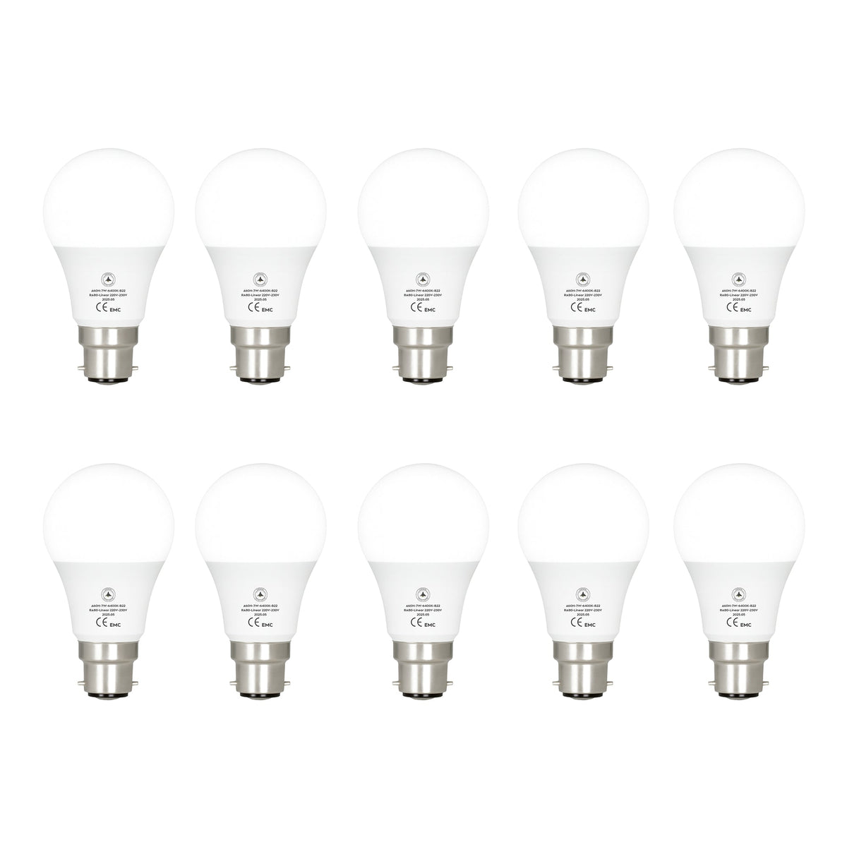 LED A60H B22 7W Cool White 6400K Non-Dimmable Bulb