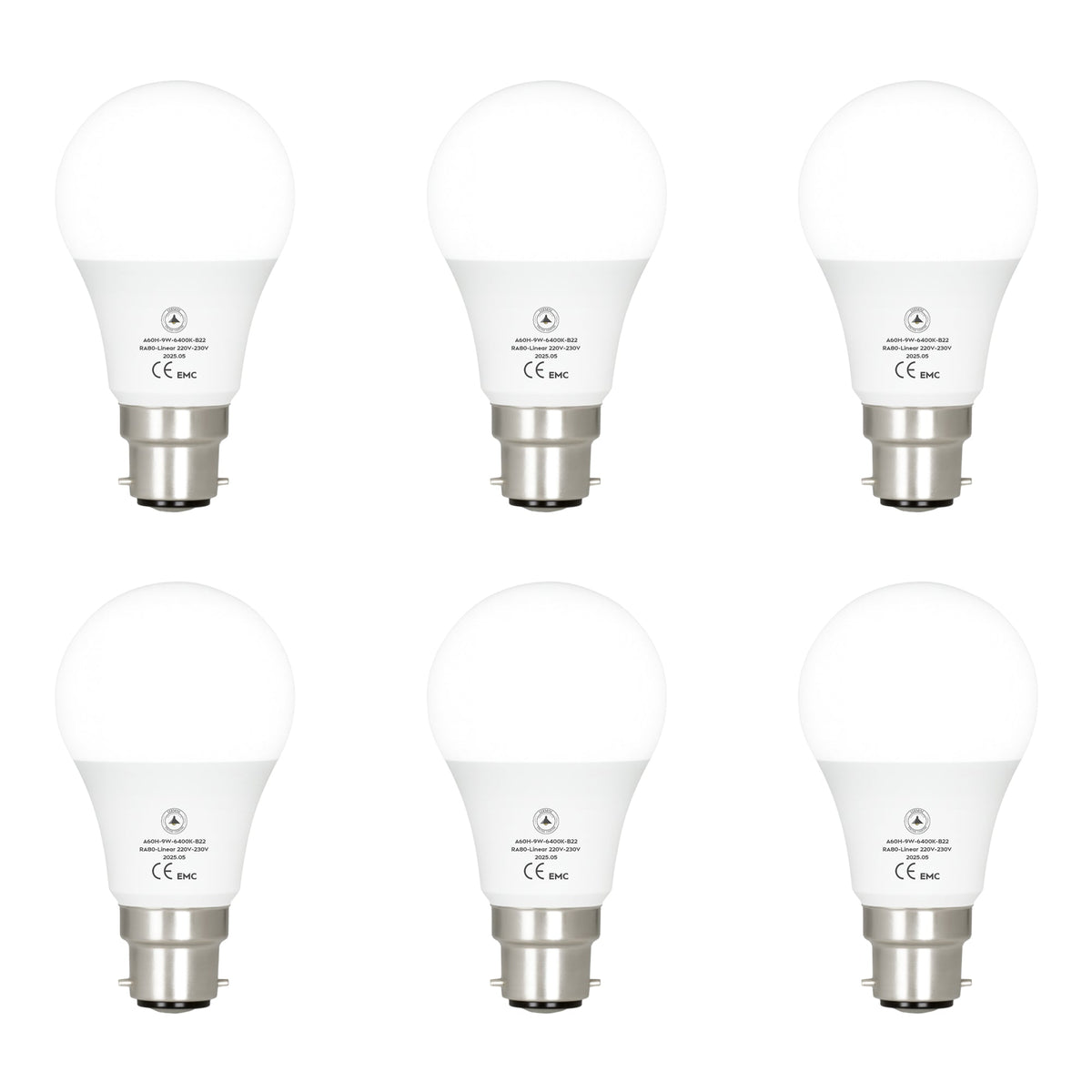 LED Cool White 6400K Non Dimmable E27 / B22 - Pack of 6