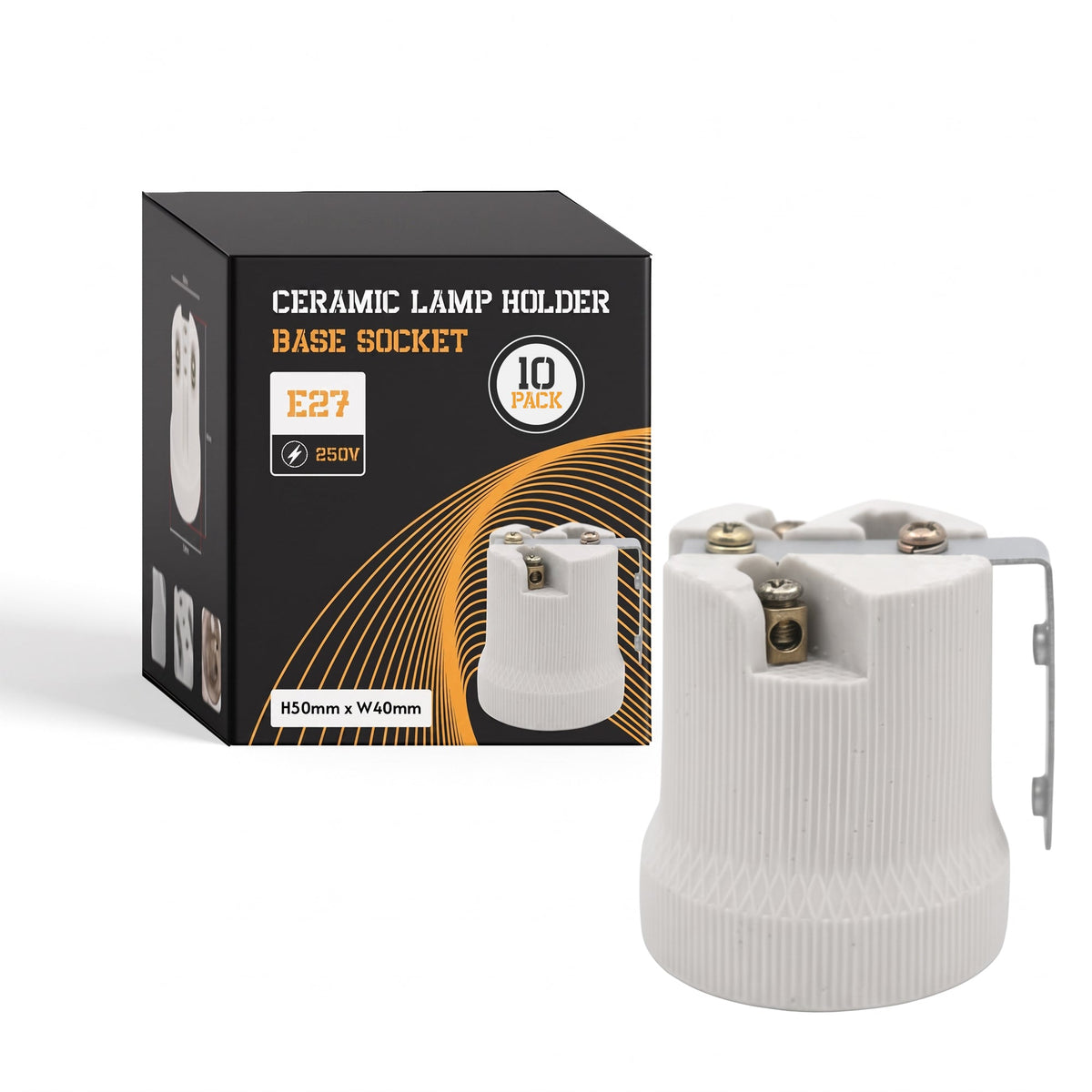 E27 Ceramic Heat Bulb Holder Edison Screw White 60W