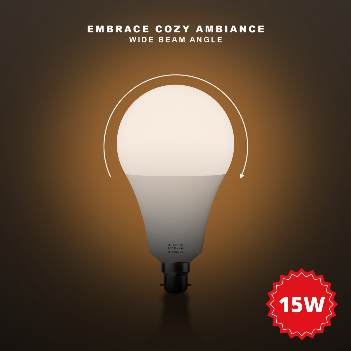 LED E27 A60 GLS 15W (100W Equ) Warm White 2700K Non Dimmable