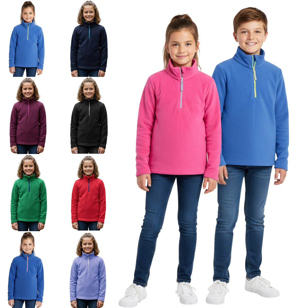 Kids Unisex Fleece Top – 1/4 Zip - 9 Colour Options