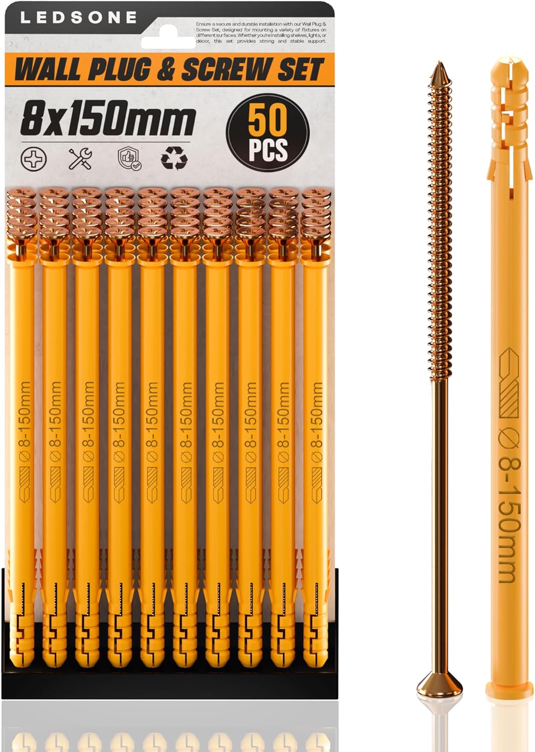Anti Slip Wall Plug and Screw Set Heavy Duty Fixings