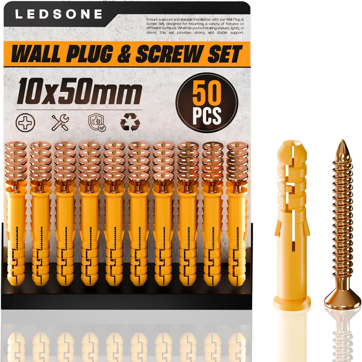 Anti Slip Wall Plug and Screw Set Heavy Duty Fixings