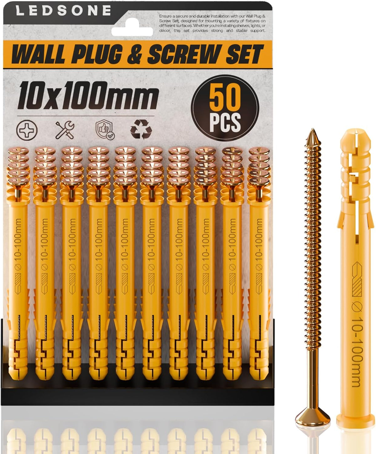 Anti Slip Wall Plug and Screw Set Heavy Duty Fixings