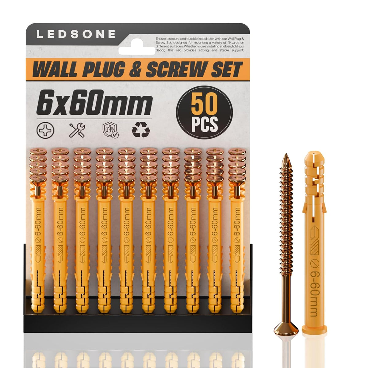 Anti Slip Wall Plug and Screw Set Heavy Duty Fixings