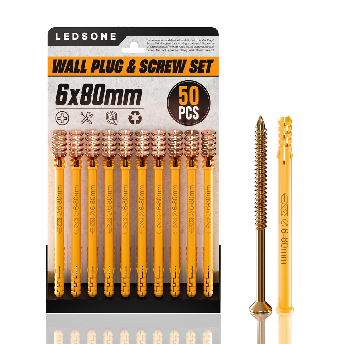 Anti Slip Wall Plug and Screw Set Heavy Duty Fixings