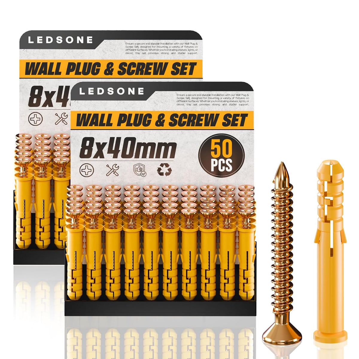 Anti Slip Wall Plug and Screw Set Heavy Duty Fixings