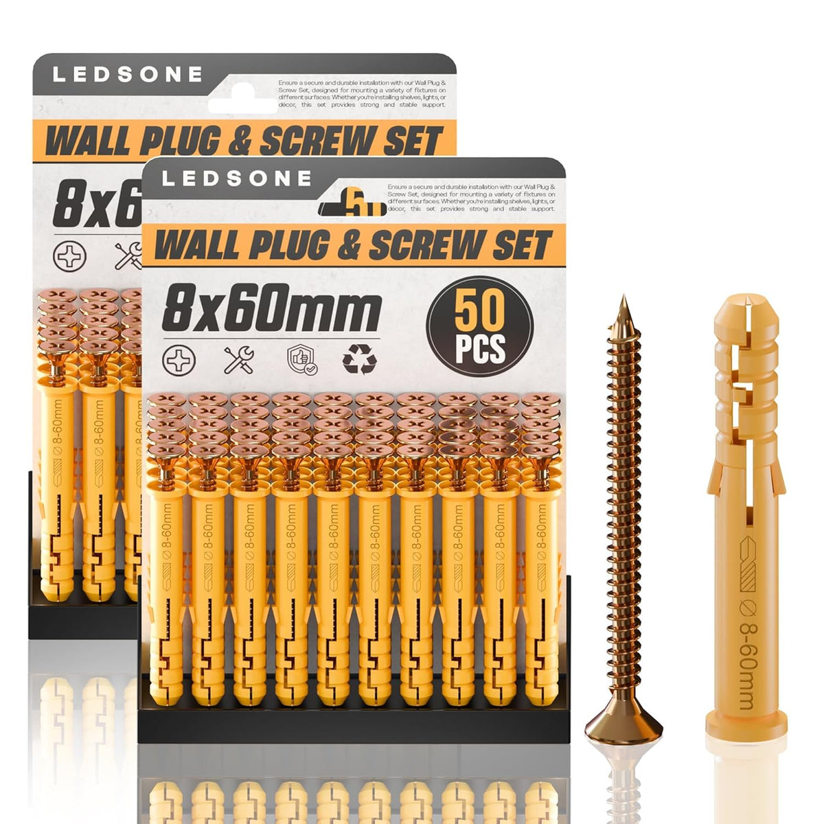 Anti Slip Wall Plug and Screw Set Heavy Duty Fixings
