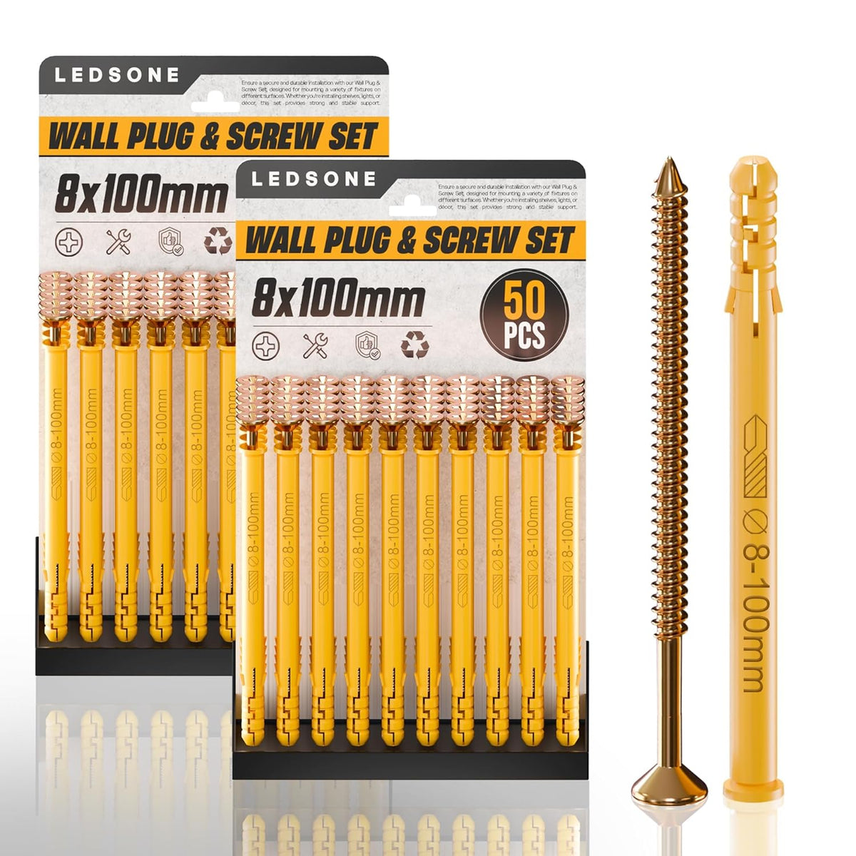 Anti Slip Wall Plug and Screw Set Heavy Duty Fixings