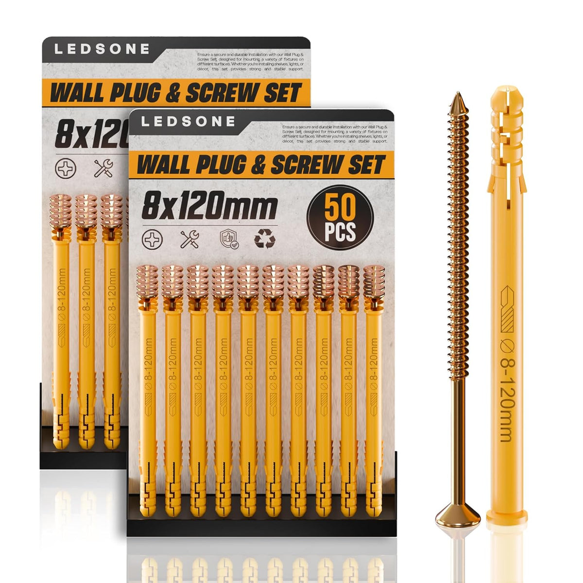 Anti Slip Wall Plug and Screw Set Heavy Duty Fixings