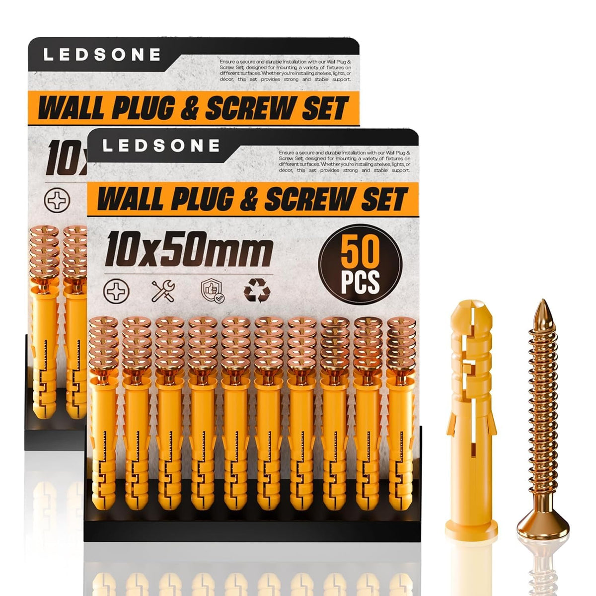 Anti Slip Wall Plug and Screw Set Heavy Duty Fixings