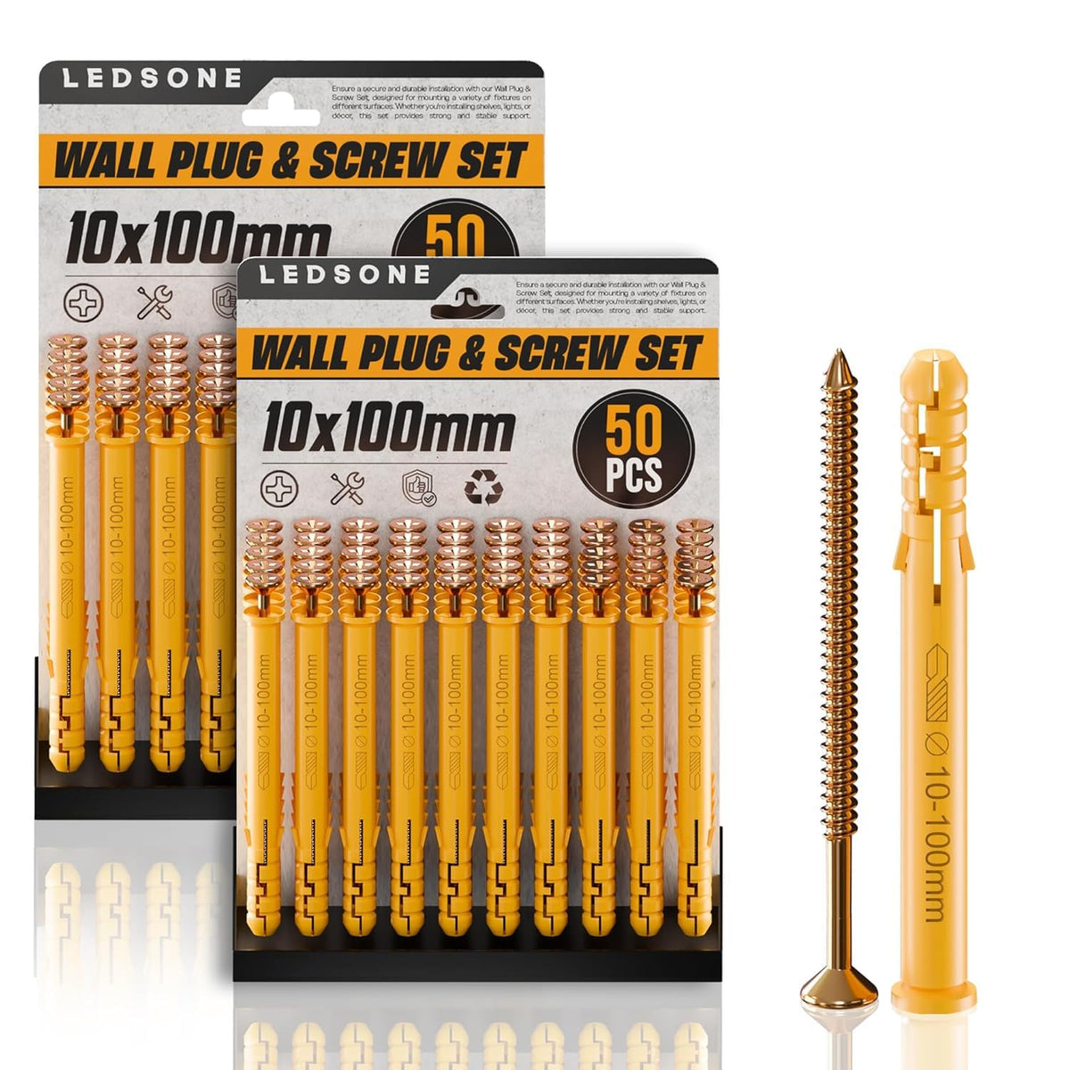 Anti Slip Wall Plug and Screw Set Heavy Duty Fixings