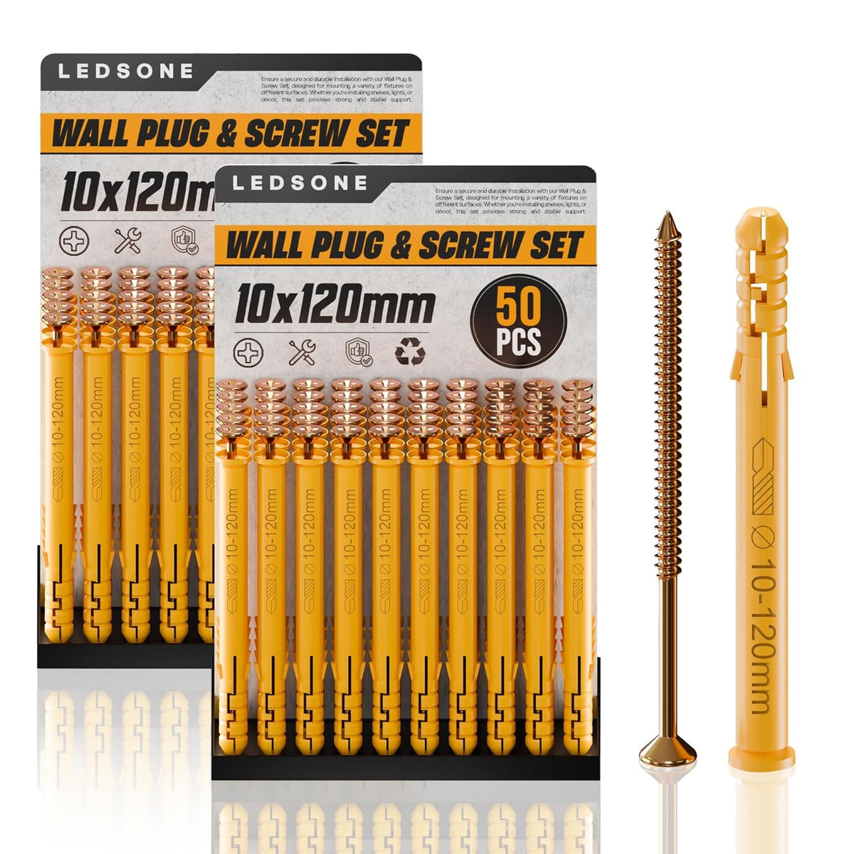 Anti Slip Wall Plug and Screw Set Heavy Duty Fixings