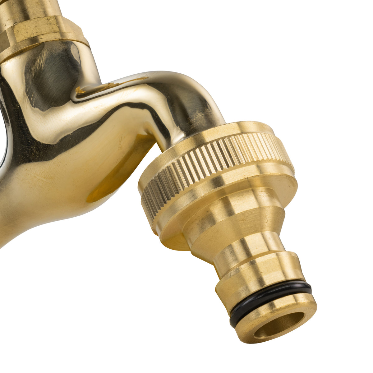 Polished Brass Quick Connector Bib Tap - 1/2" BSP