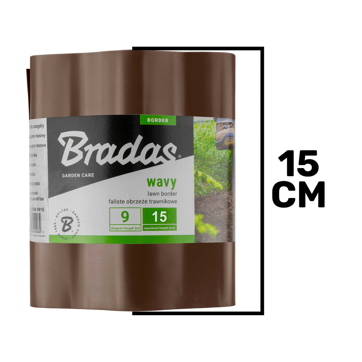Brown Crinkled Flexible Lawn Edging - 15cm Height