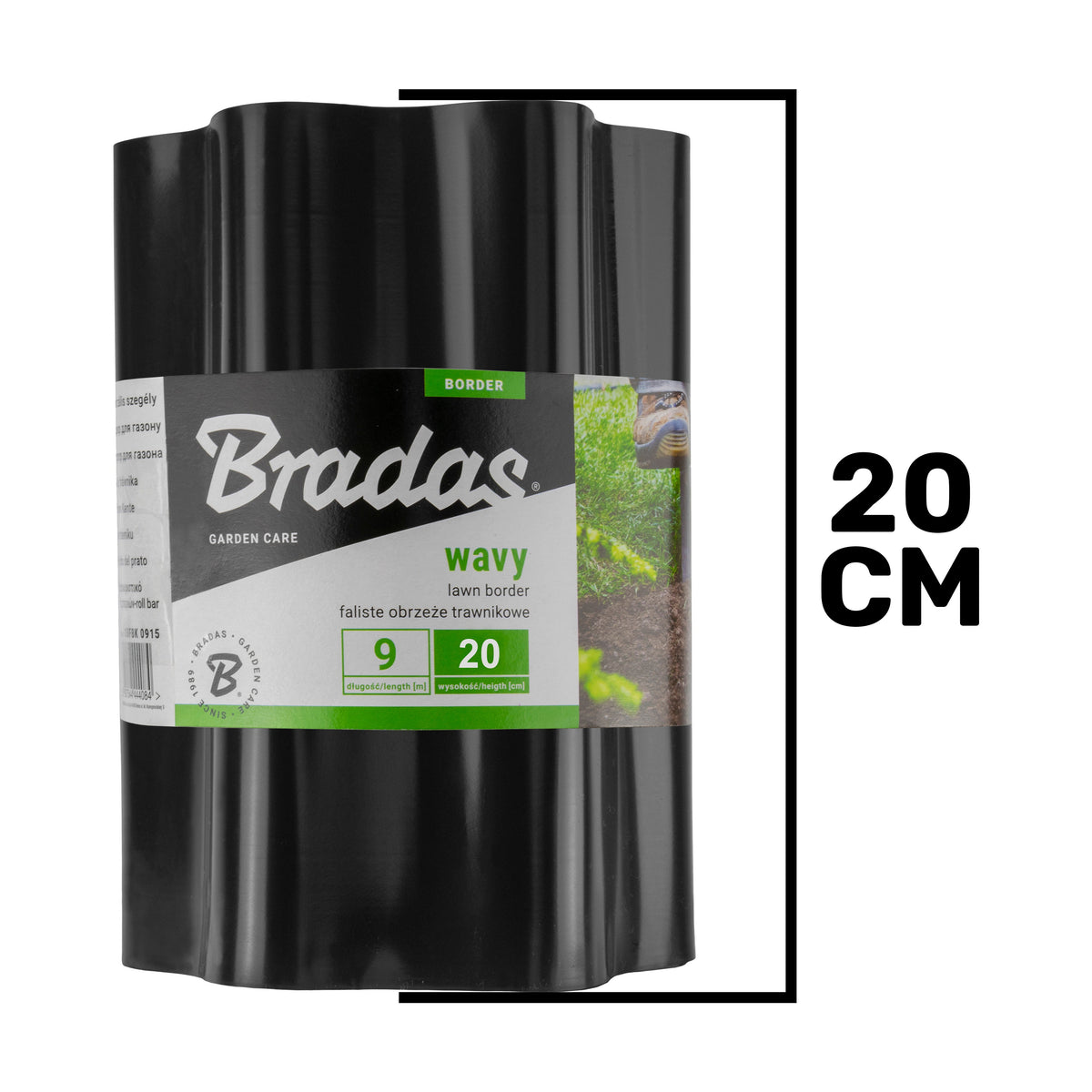 Black Crinkled Flexible Lawn Edging - 20cm Height