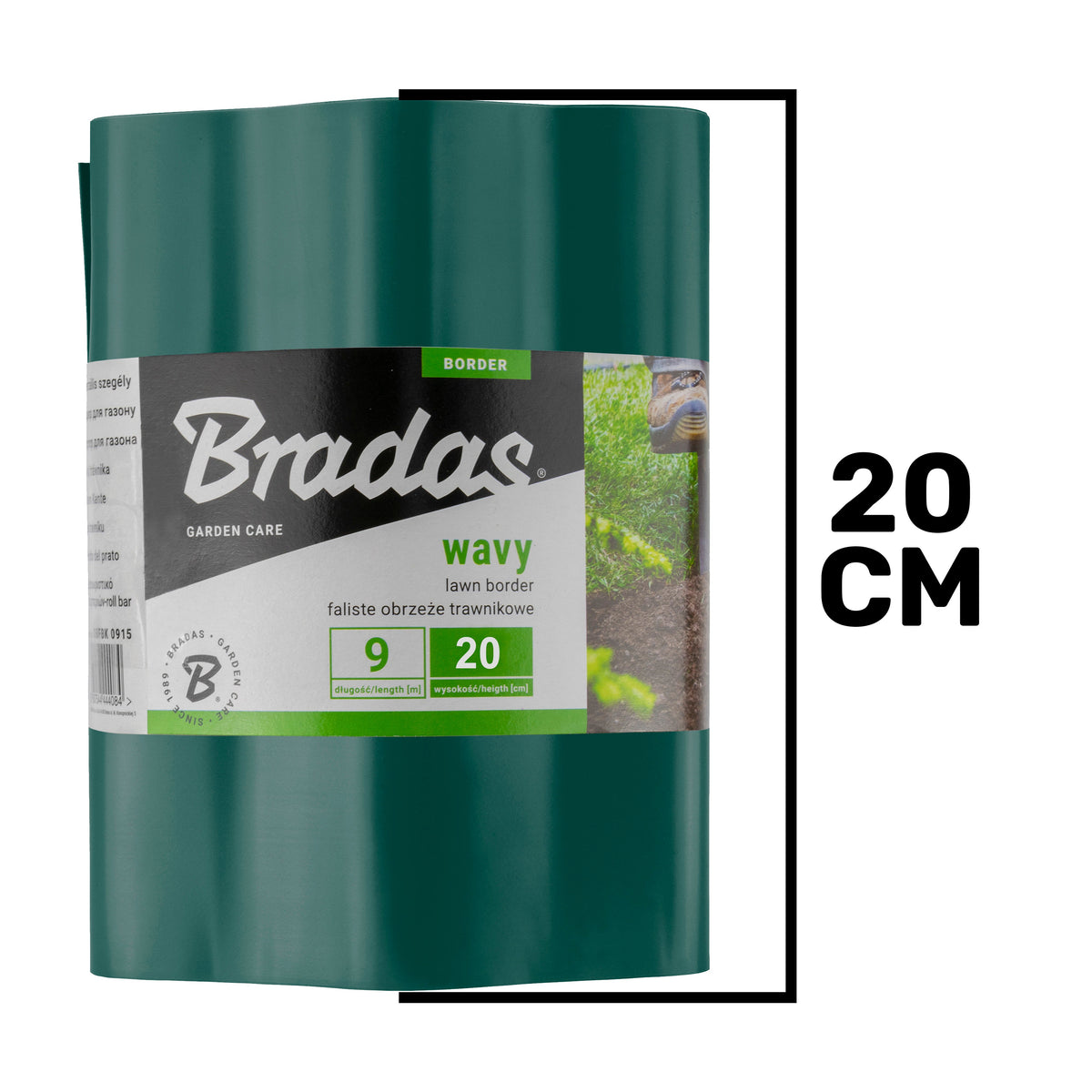 Crinkled Flexible Lawn Edging Green - 20cm Height