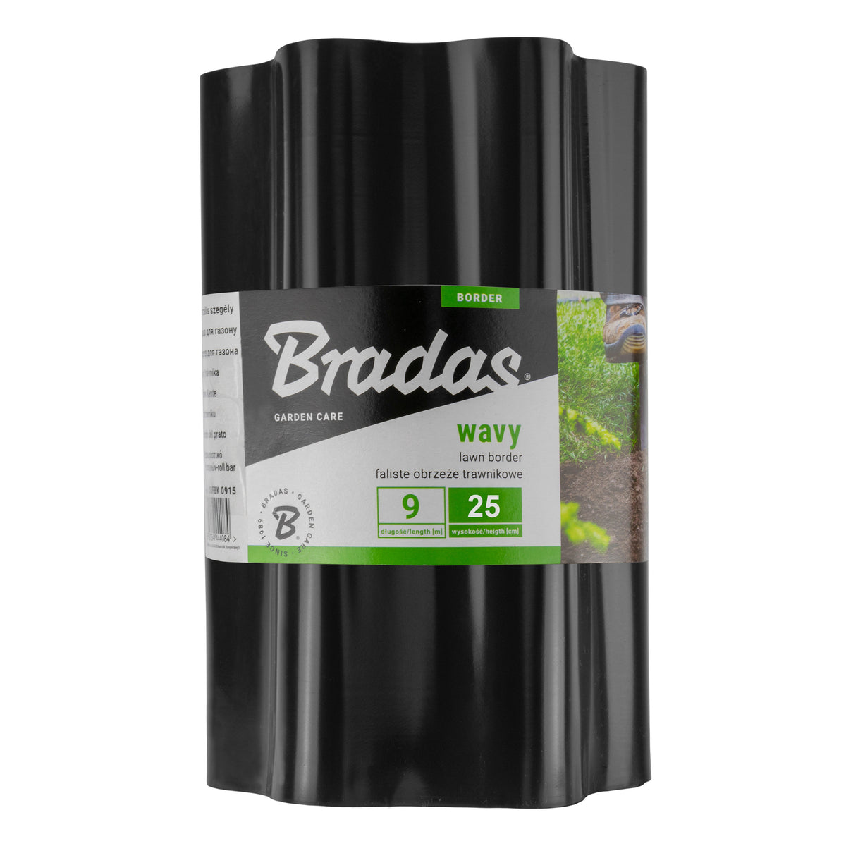 Crinkled Flexible Lawn Edging - 25cm Height Black
