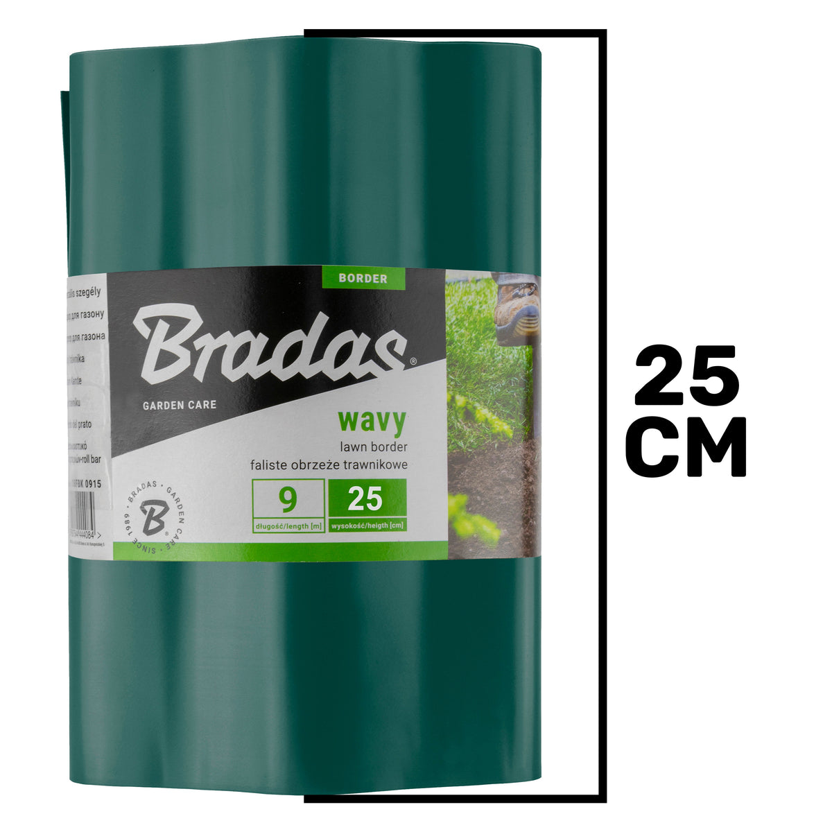 Crinkled Flexible Lawn Edging Green - 25cm Height