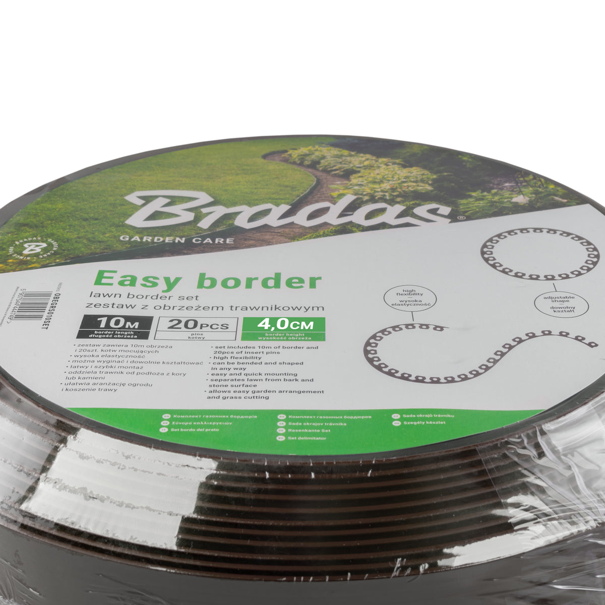 Brown Curved Lawn Edging Set with Pegs - 40mm Height
