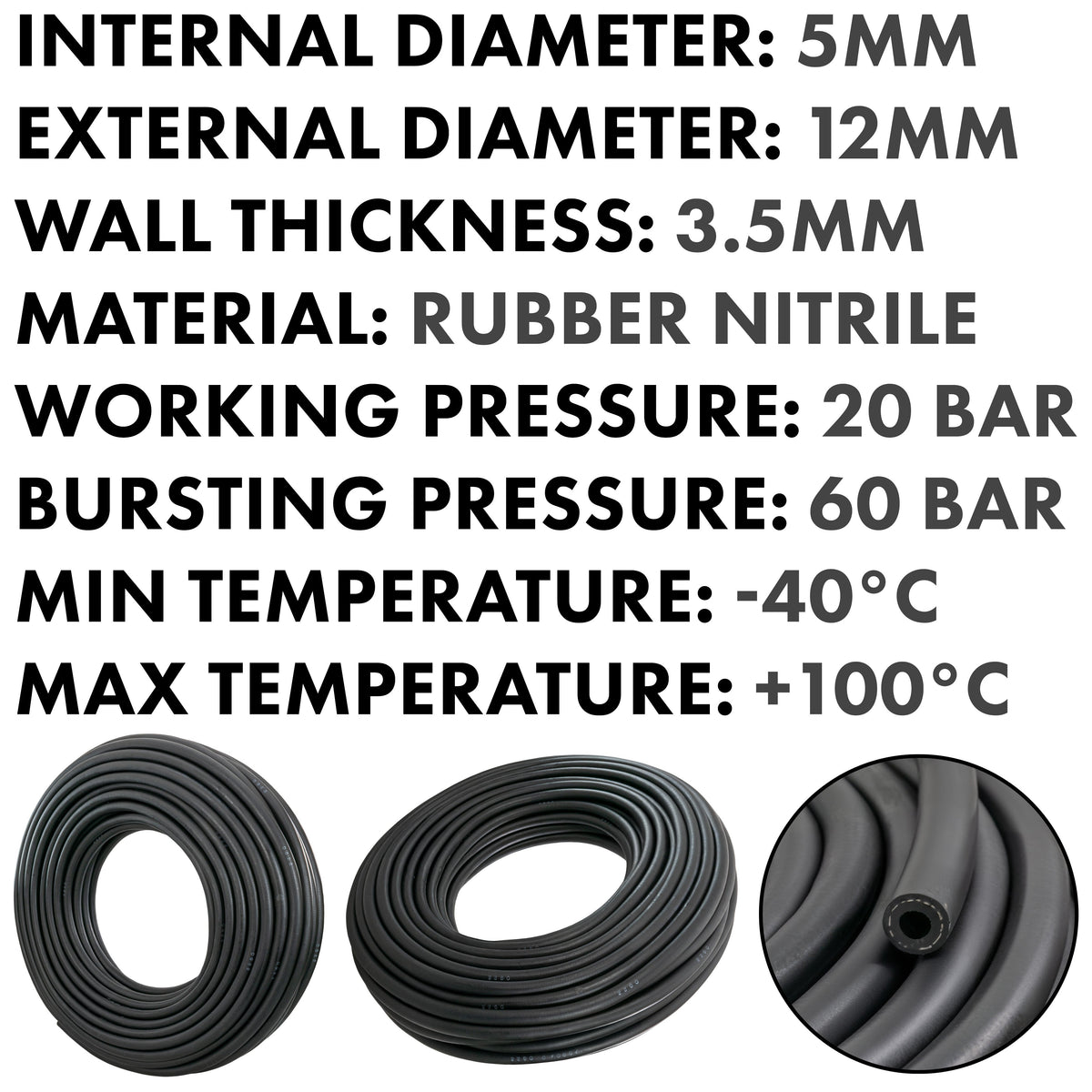 5mm Fuel Hose SAE J30 R6 Braided Rubber