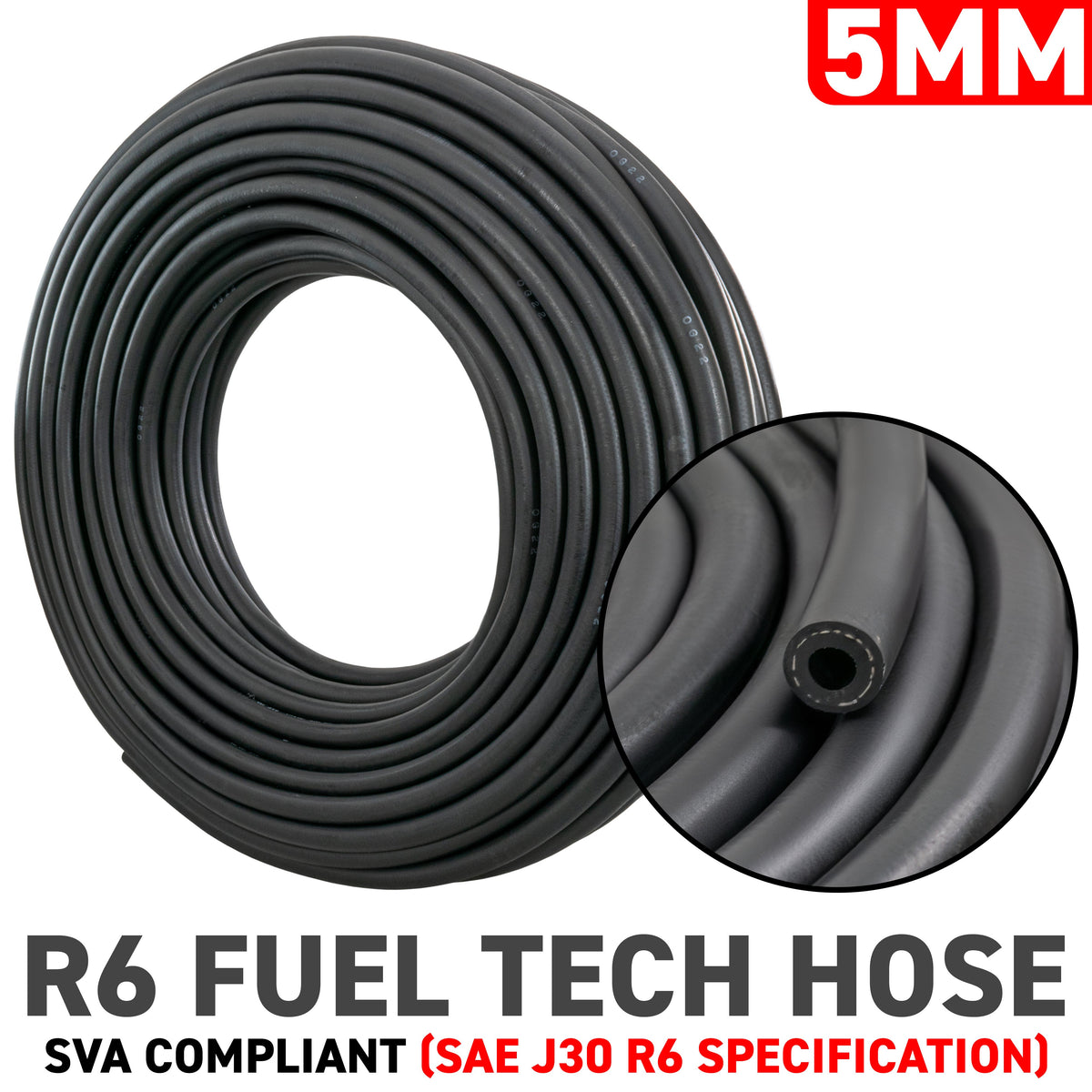 5mm Fuel Hose SAE J30 R6 Braided Rubber