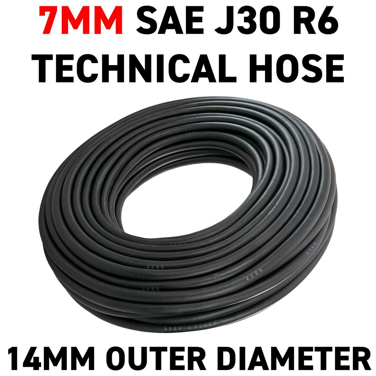 7mm Fuel Hose, SAE J30 R6 Braided Rubber