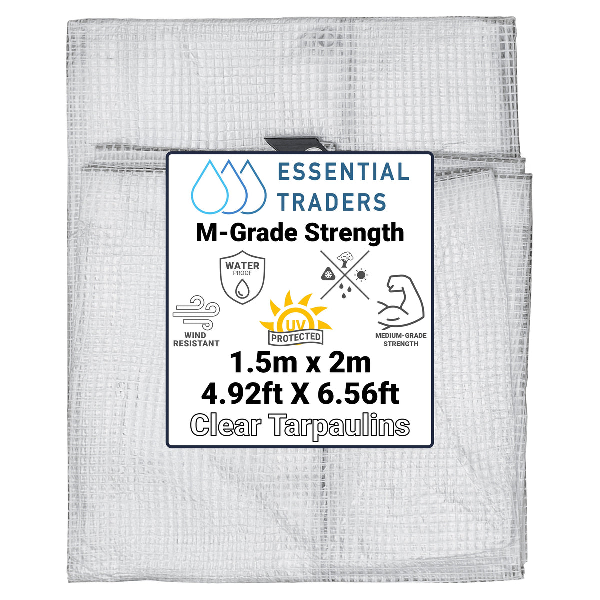 1.5m x 2m Clear Tarpaulin - M-Grade 100 GSM