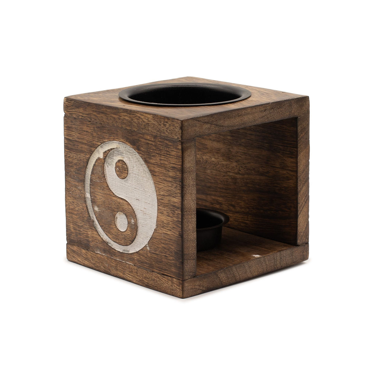Square Wood Oil Burner - Yin Yang