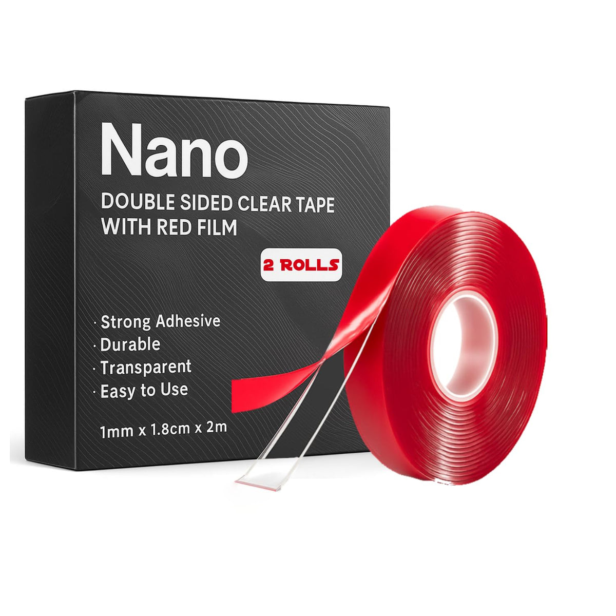 2 Rolls Heavy Duty Waterproof Double Sided Nano Tape 18mm x 2m