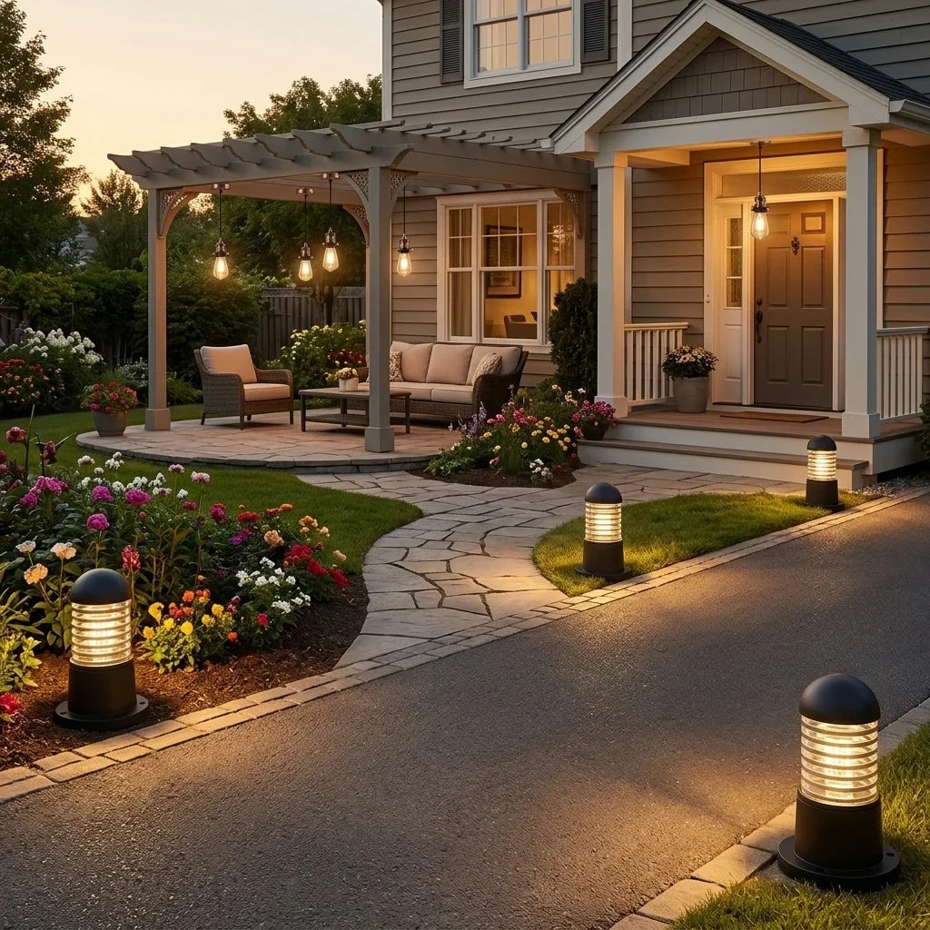 Outdoor Bollard Light E27 Garden Pillar Pathway Driveway IP54