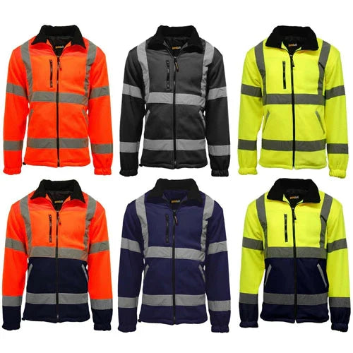 Hi Vis Fleece Jacket Mens Work wear HV022 Fleece lined