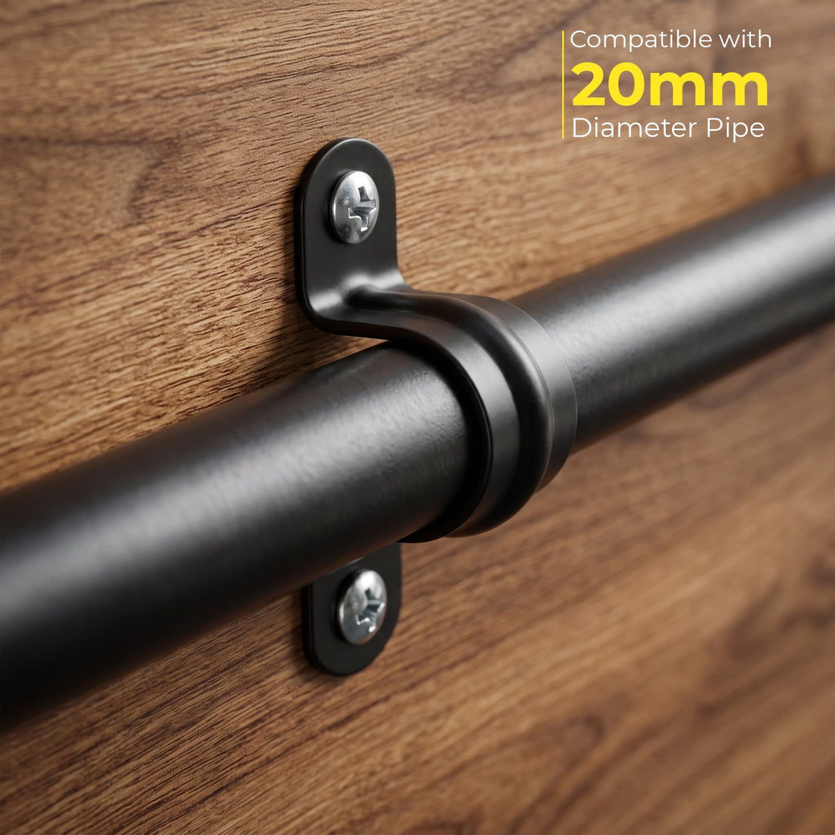 Black Saddle Clamp Conduit Pipe Lighting U Clips - 20mm
