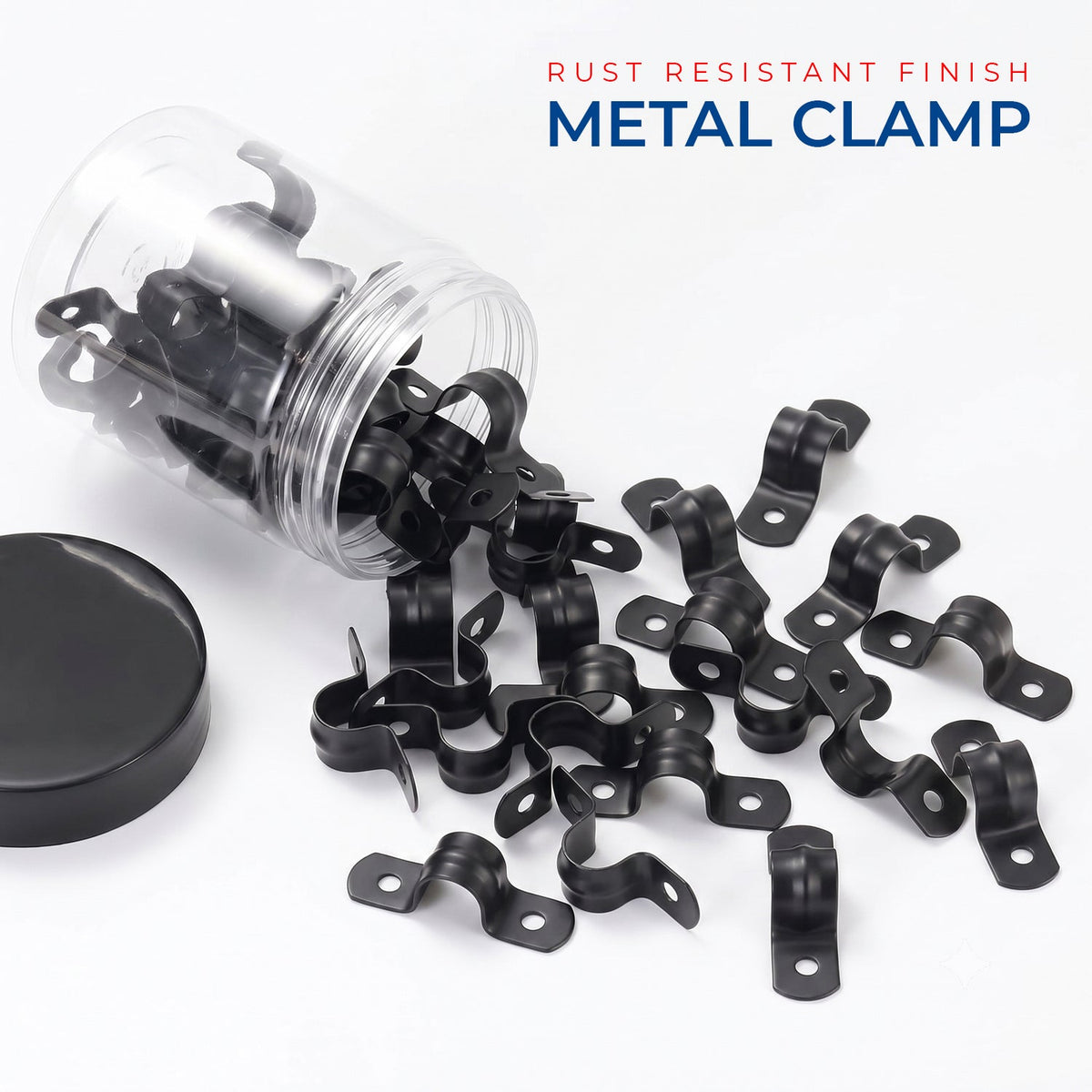 Black Saddle Clamp Conduit Pipe Lighting U Clips - 20mm