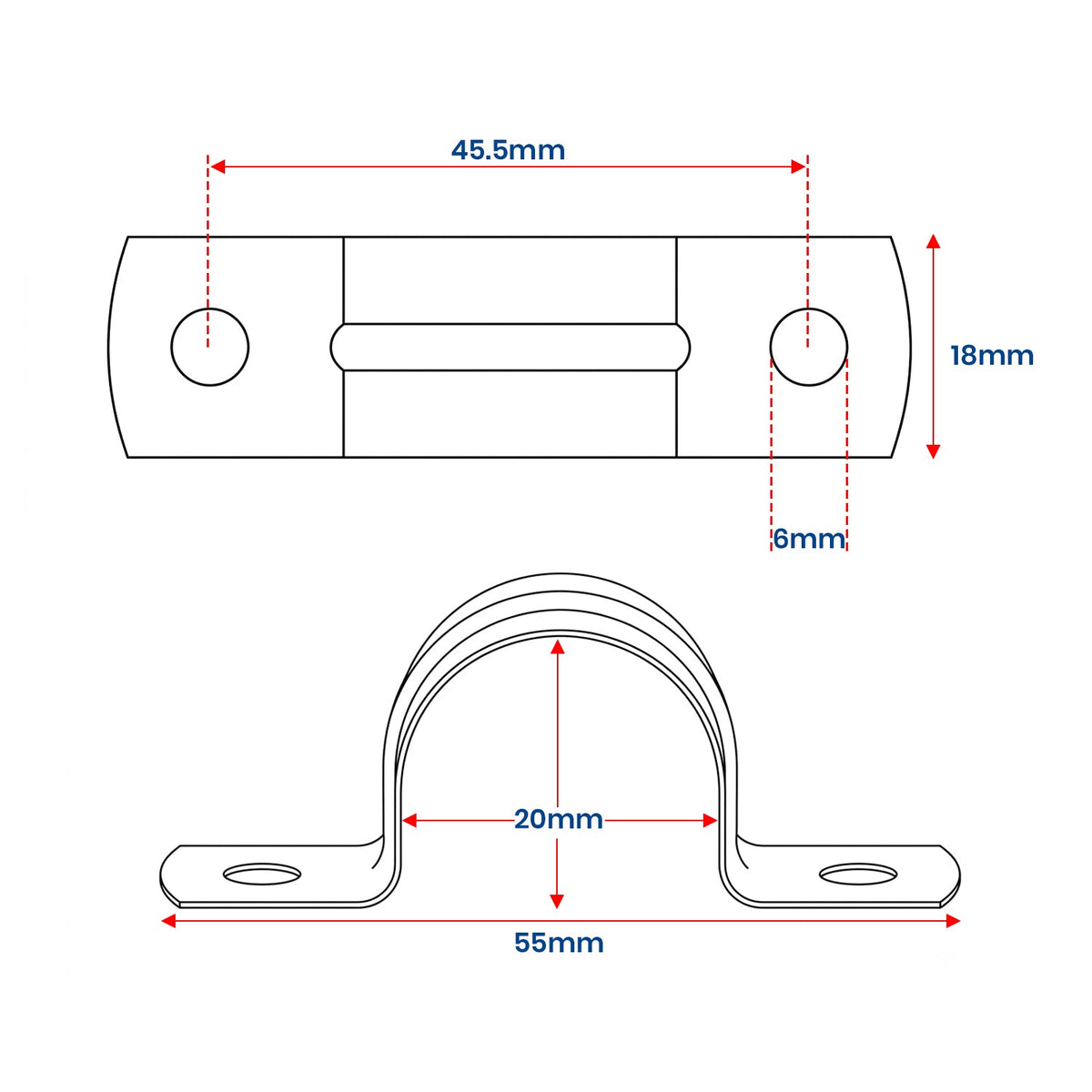 Black Saddle Clamp Conduit Pipe Lighting U Clips - 20mm