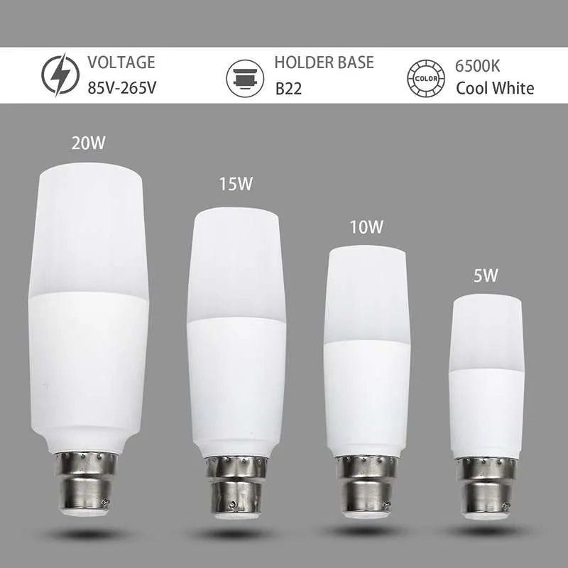B22 LED Stick Bulb Dimmable (10W 15W 20W) T37 Cool White Bayonet