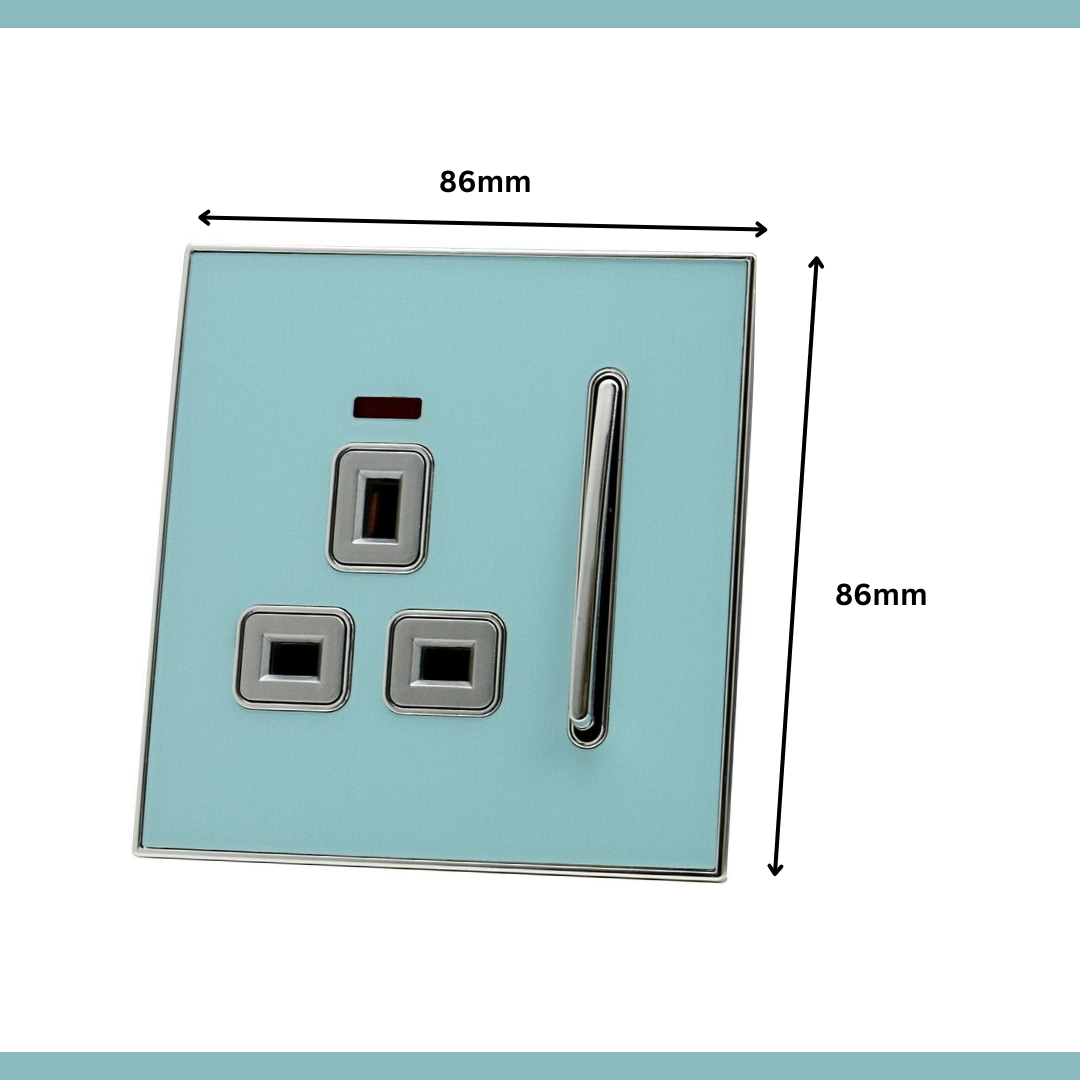 Blue Glossy 13A Plug Socket Satin Gold Insert Screwless