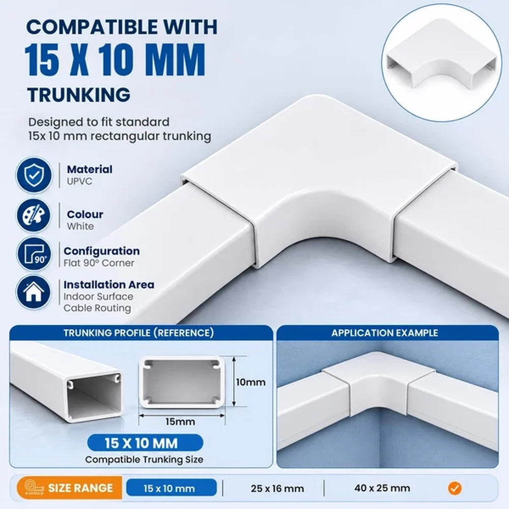 Cable Trunking Raceway Corner L Connectors x 10